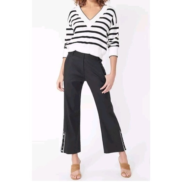 Veronica Beard Pants - Veronica Beard Black Cropped Pants with‎ Button Detail Linen Blend sz 6 Office